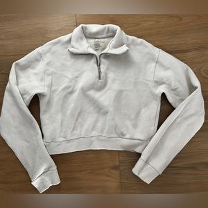 ForDays Waffle knit cropped quarterzip sweatshirt.